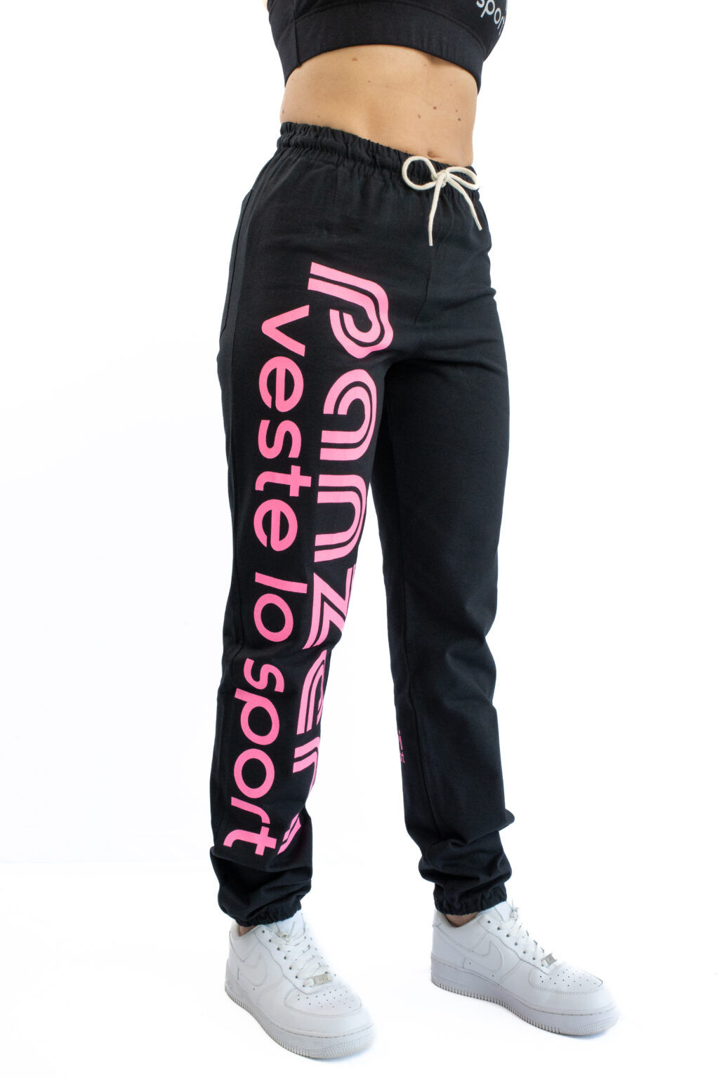 Pantalon noir/rose fluo