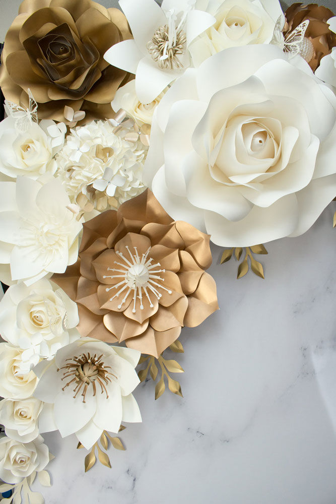 Flower-Wall-Rental-Vancouver-Gold-White-Flower-Crown-Marble-Left-Side