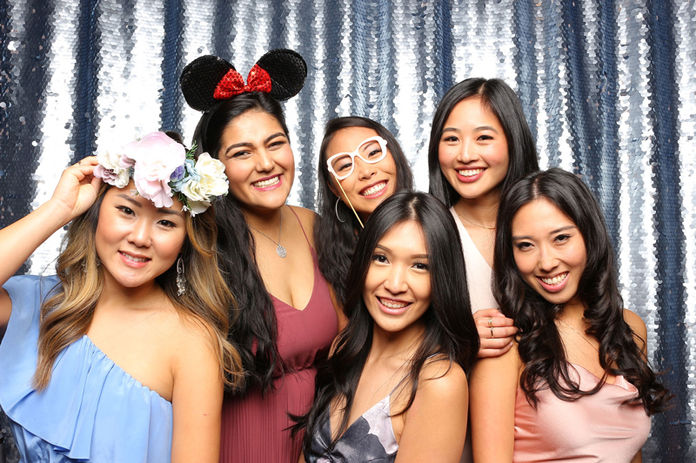 girls photo booth silver sequins