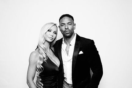 portrait couple black and white photo booth rental vancouver white backdrop