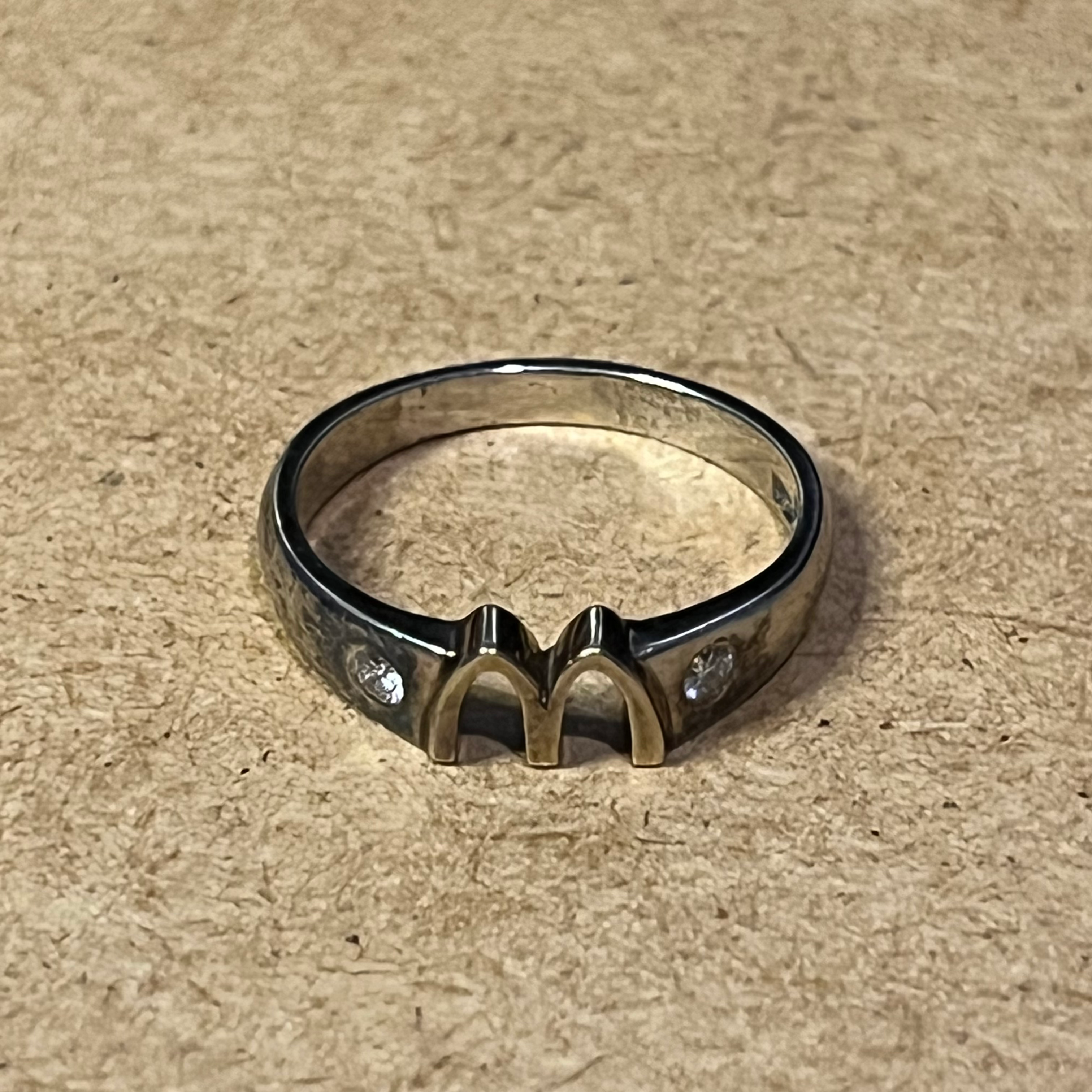 McDonald’s 1980s Employee Award Ring 9ct Gold Diamond Golden Arches