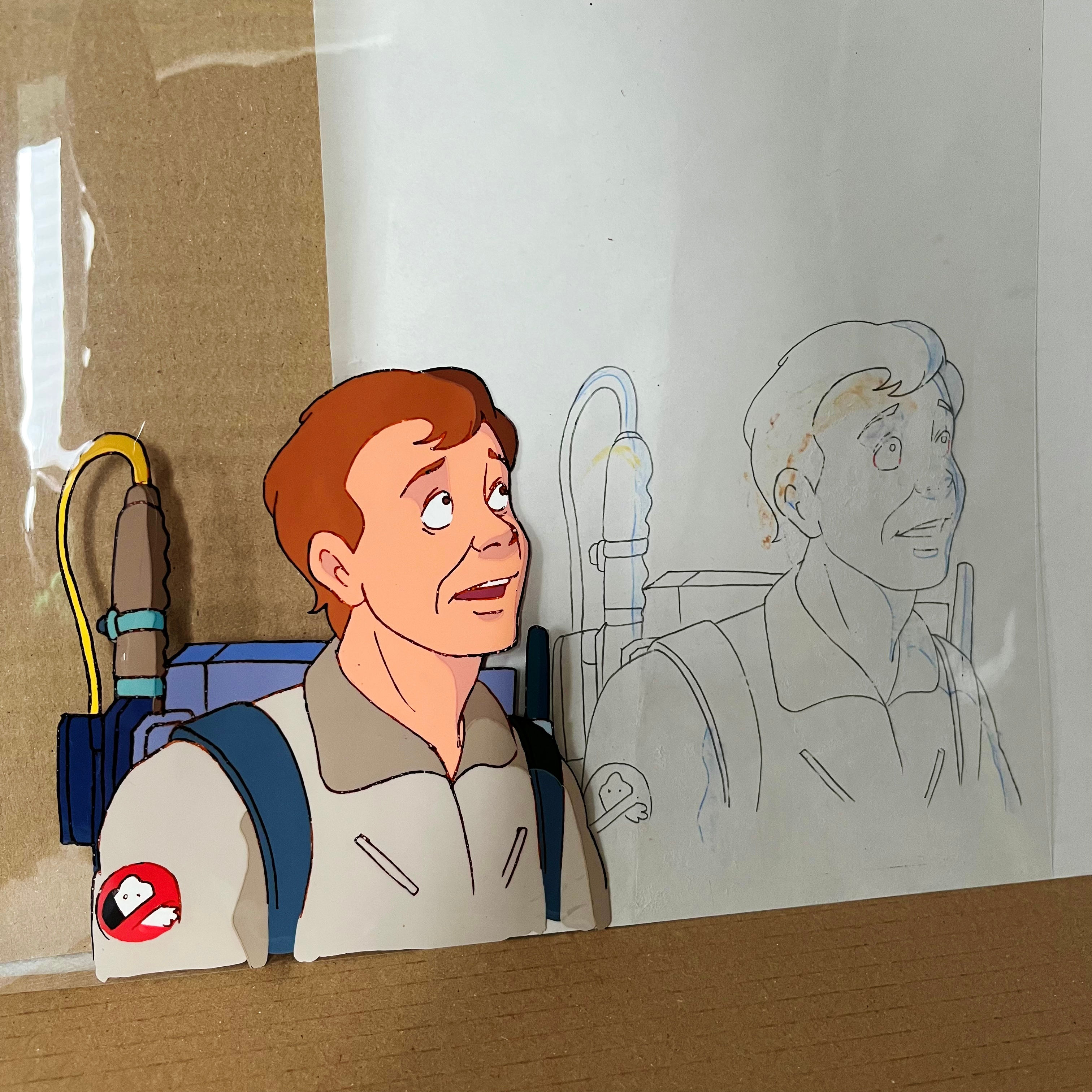 Ray Stantz Real Ghostbusters Vintage Animation Cel and Pencil Sketch