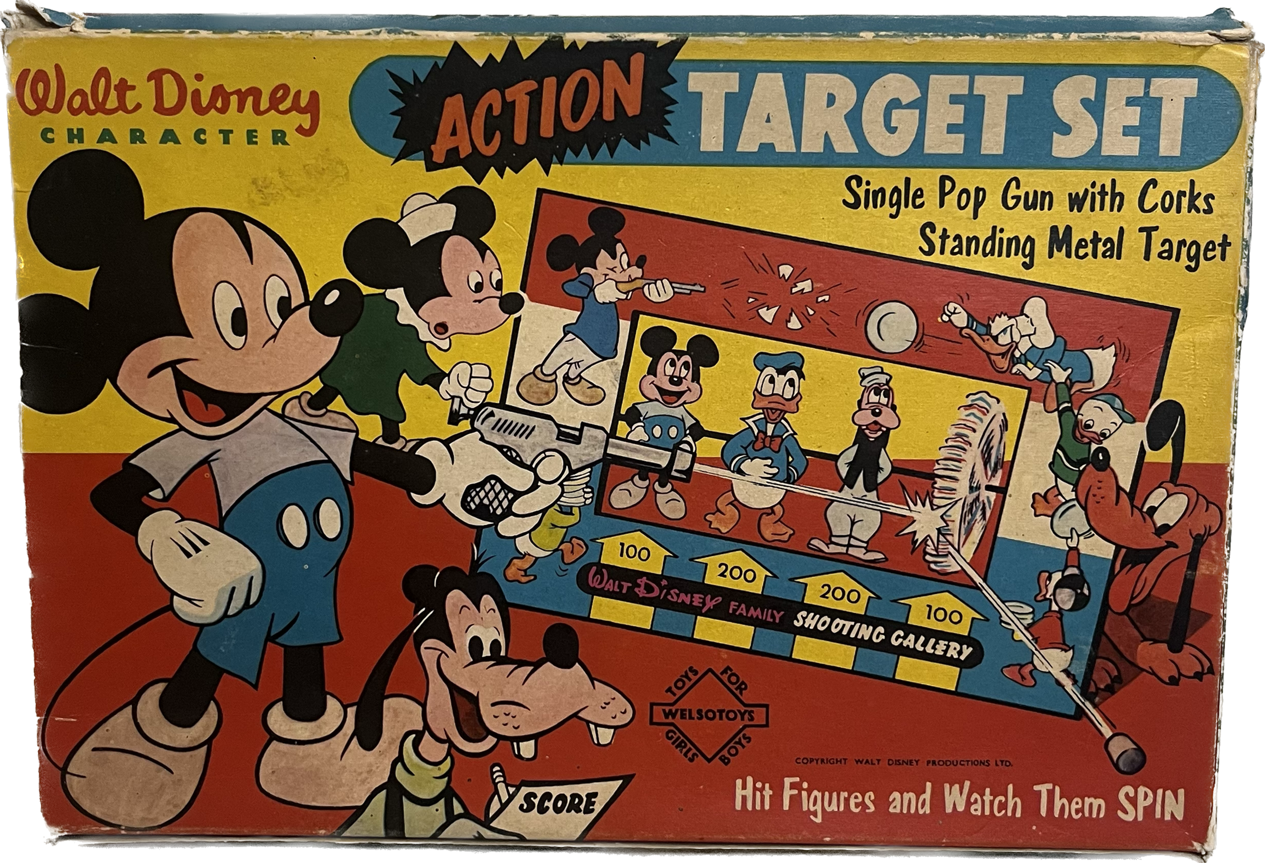 Walt Disney Action Target Set Cork Shooting Gallery 1966 Welso Toys