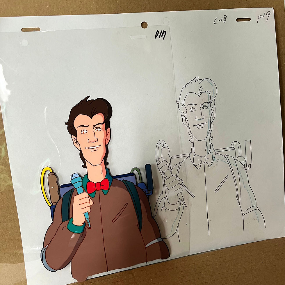 Thumbnail: Peter Venkman Real Ghostbusters Vintage Animation Cel and Pencil Sketch