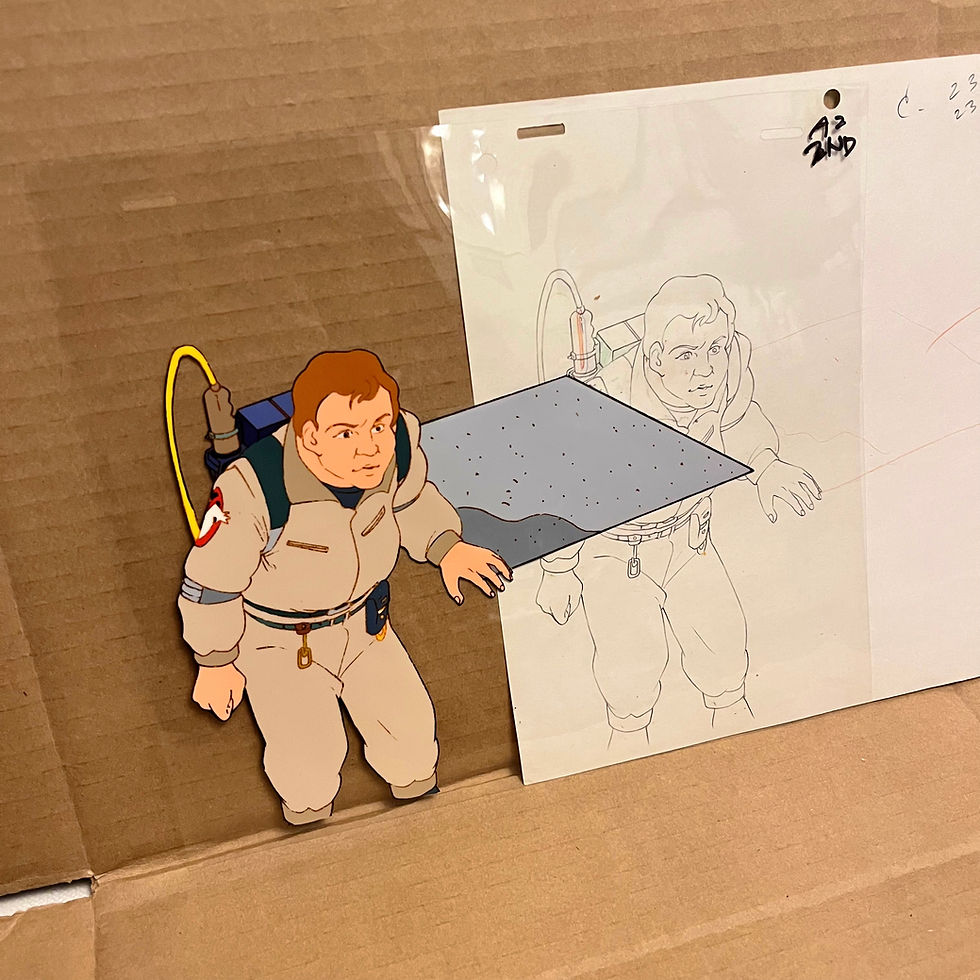 Thumbnail: Ray Stantz Real Ghostbusters Vintage Animation Cel and Pencil Sketch