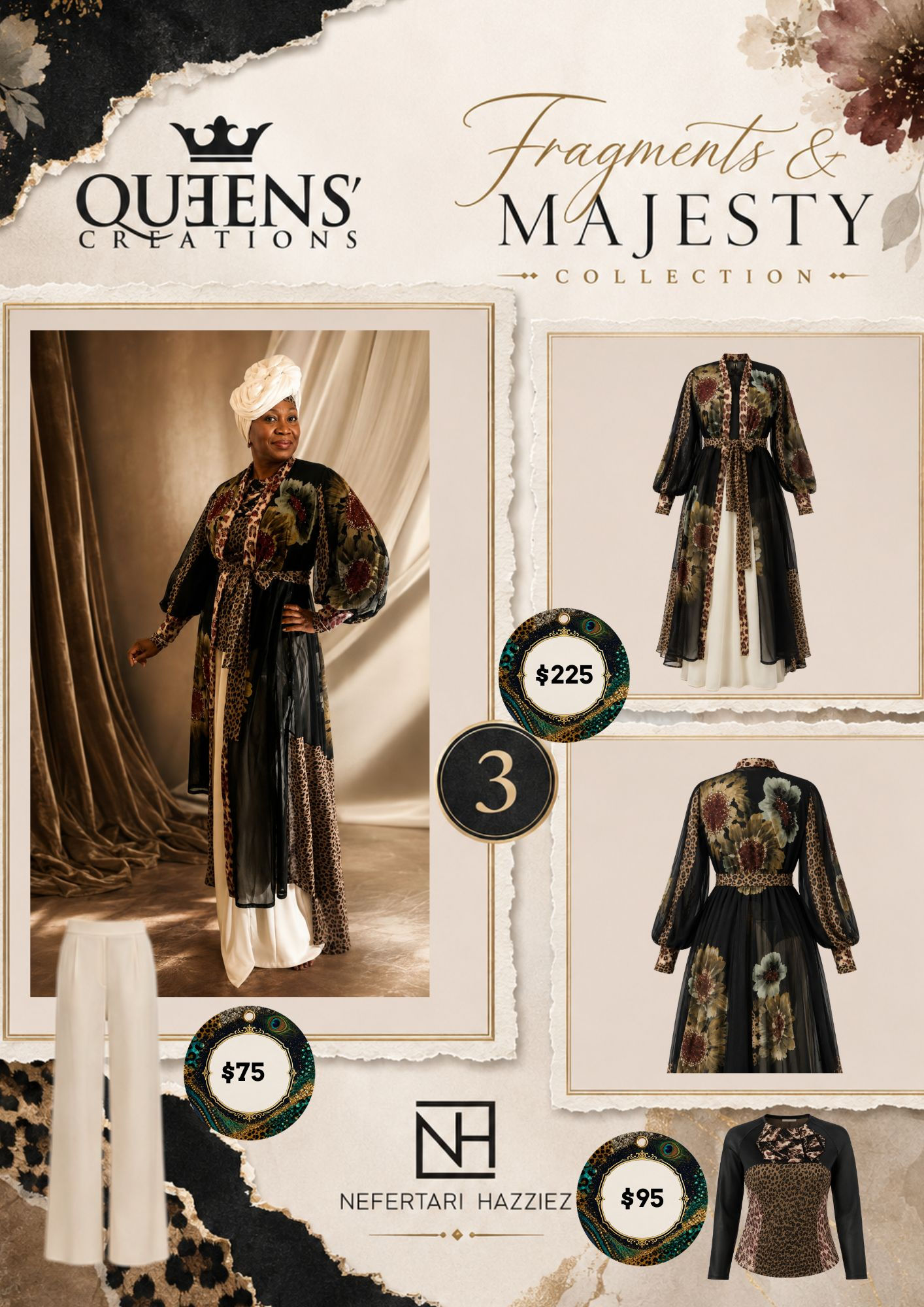 LOOK 3- Floral and animal print long-sleeved duster