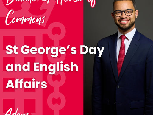 Celebrating England: Leading the St George's Day and English Affairs Debate in Parliament