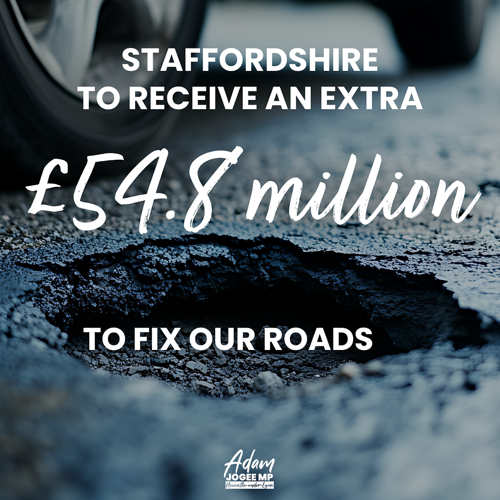 £54 Million Boost for Staffordshire’s Roads and Potholes