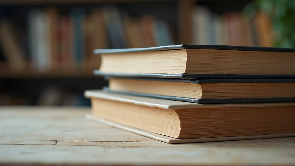 Close-up view of a stack of GED study books