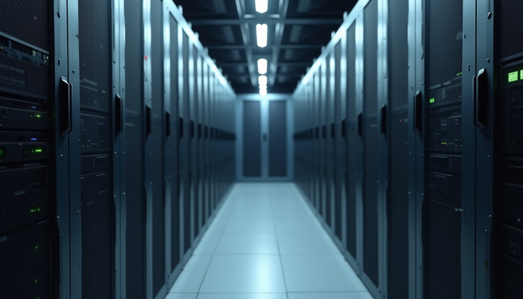 Close-up view of a secure server room with isolated network equipment