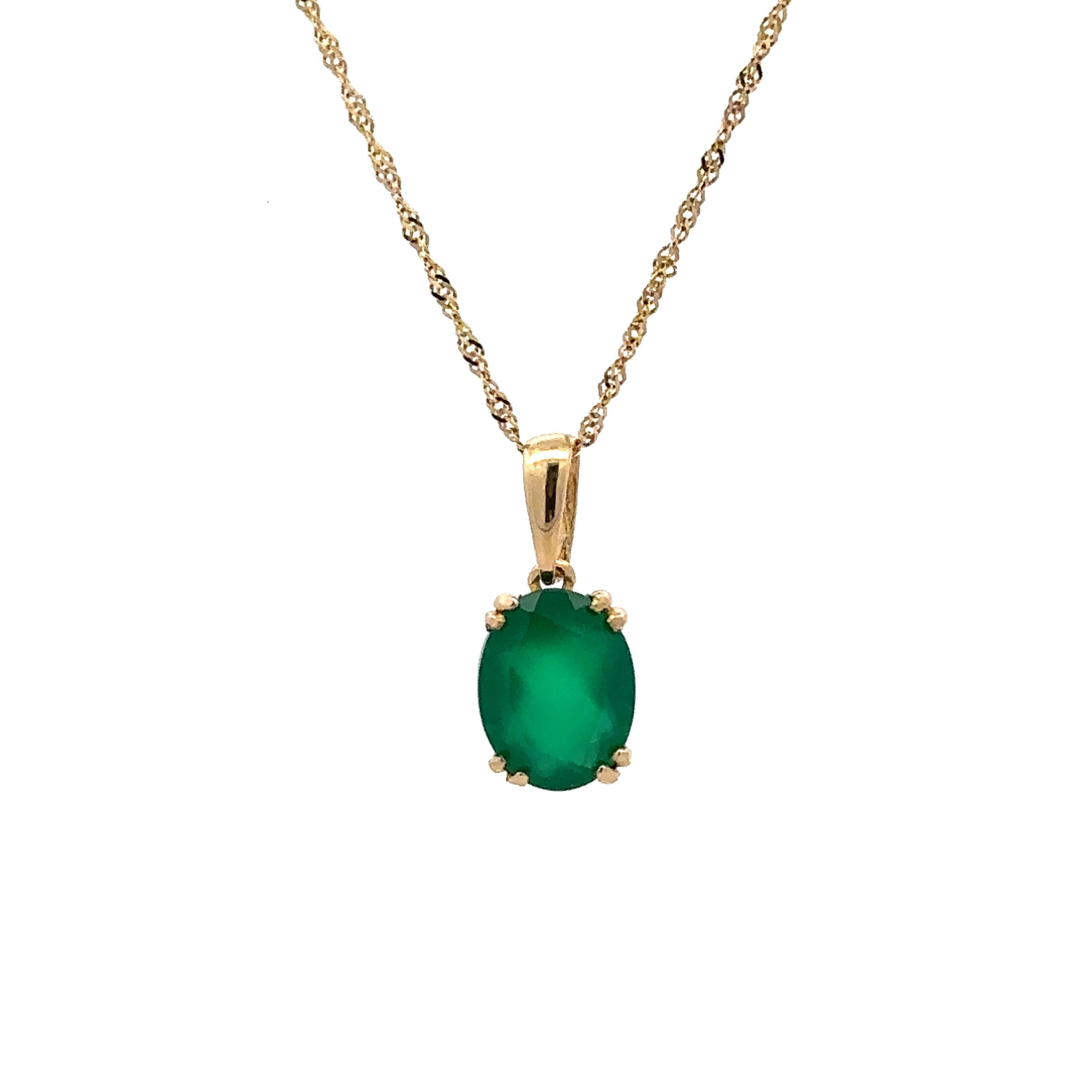 GARGANTILLA DE ORO 10 K DE PIEDRA NATURAL ESMERALDA
