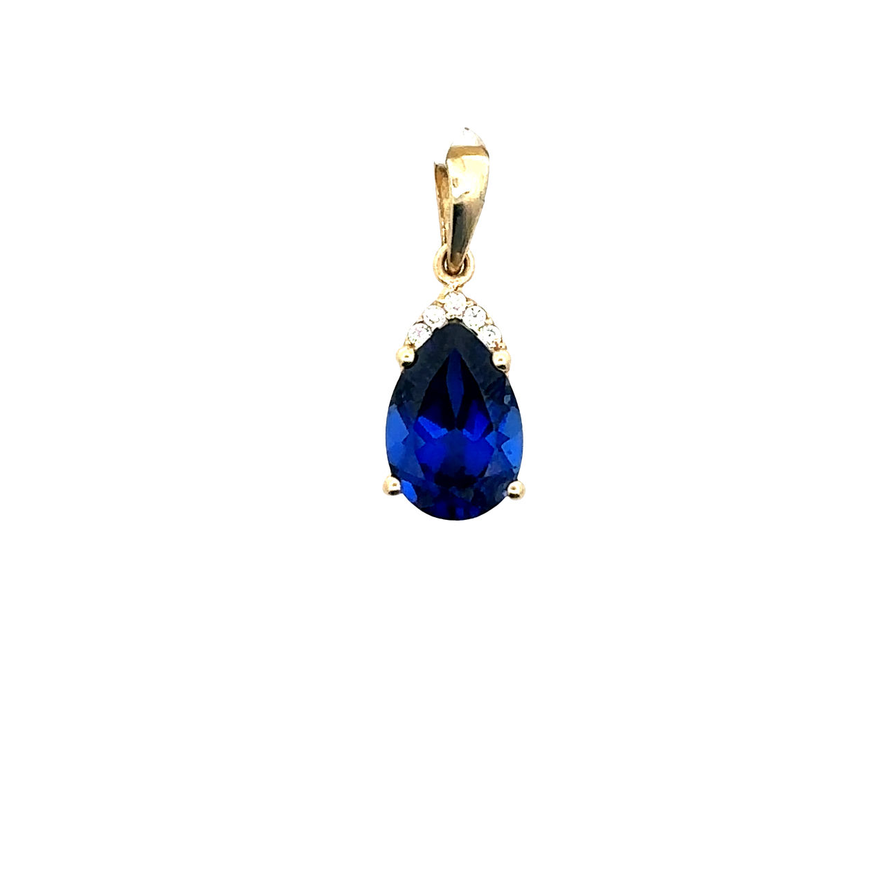 DIJE DE ORO 10 K CON PIEDRA NATURAL ZAFIRO Y CIRCONIAS