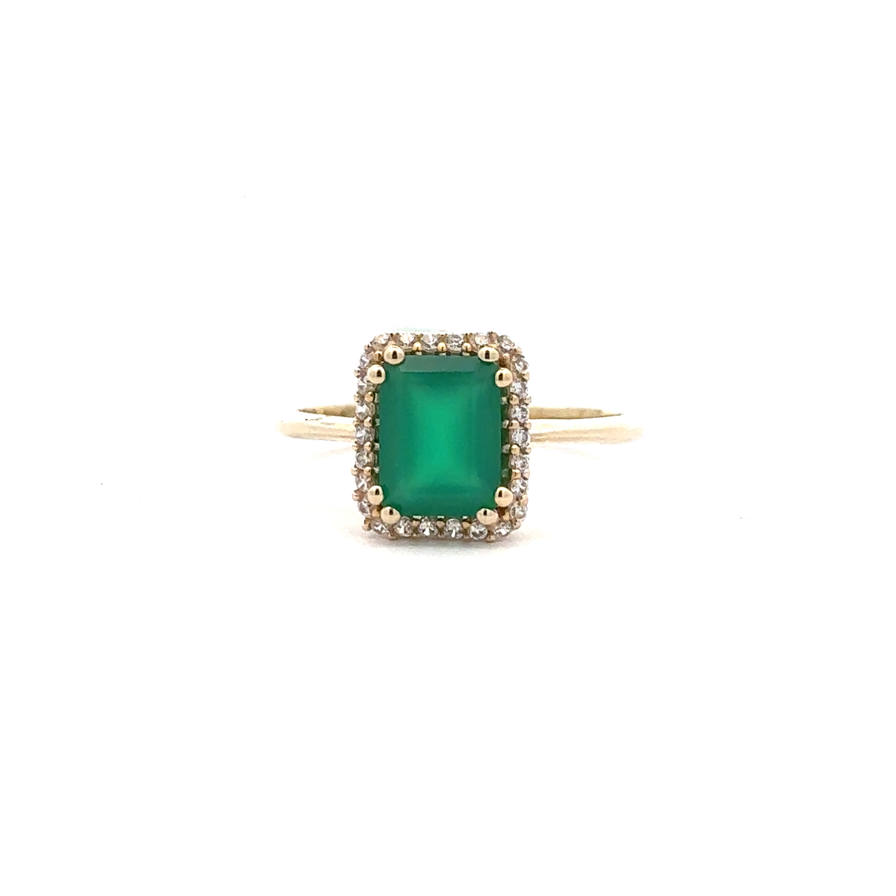 ANILLO DE ORO 10 K DE PIEDRA NATURAL ESMERALDA