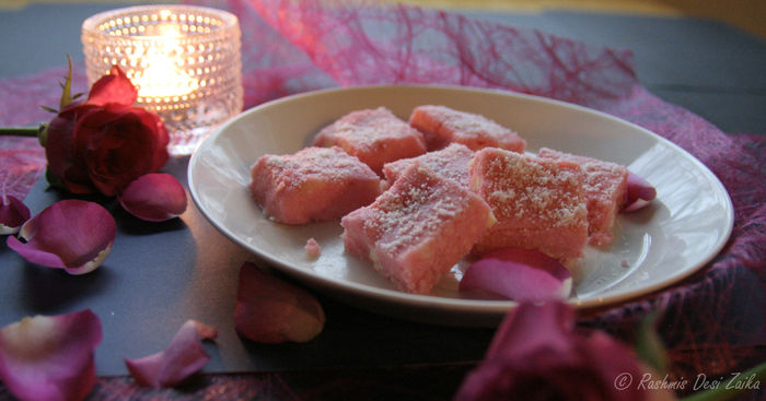 Coconut Rose Burfi-Pink Burfi