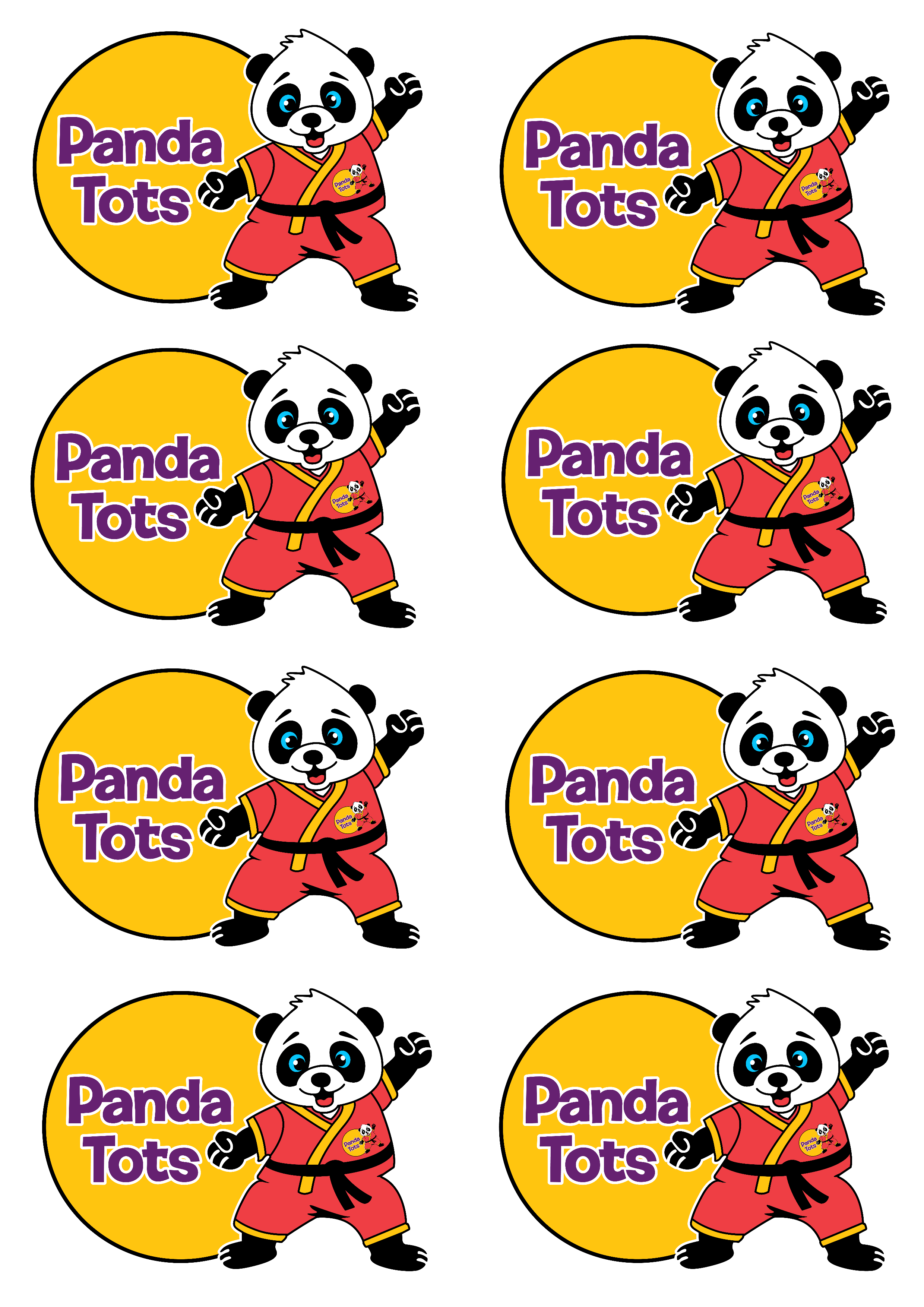 8 Panda Logos on A4 sheet-medium
