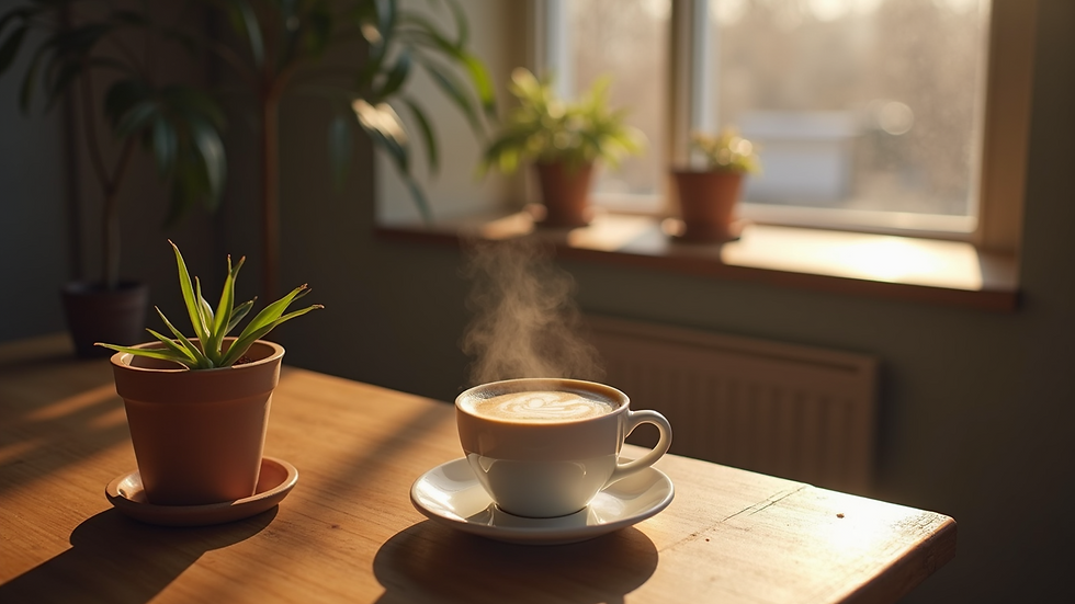 High angle view of an energized coffee moment after workouts