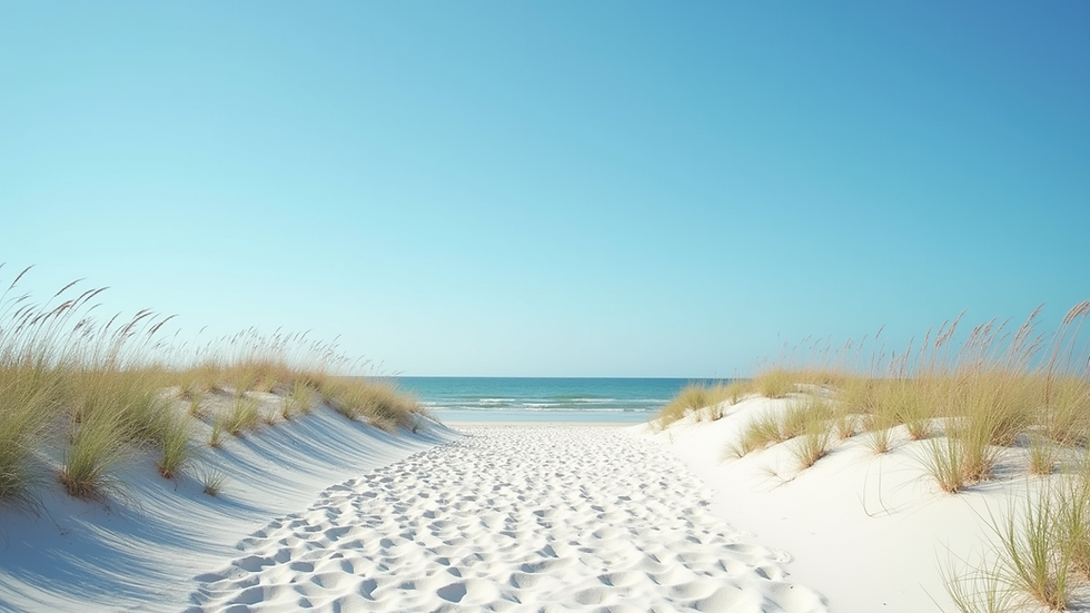 High angle view of St. Augustine Beach with clear blue skies