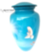 Adult White Dove on Sky Blue Background Cremation Urn
