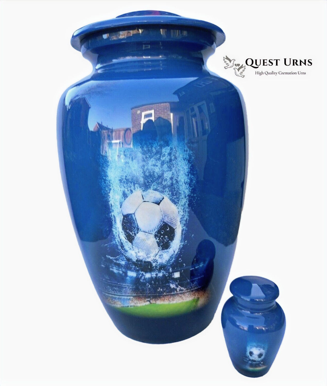 Adult and Keepsake Football Set of Cremation Urns