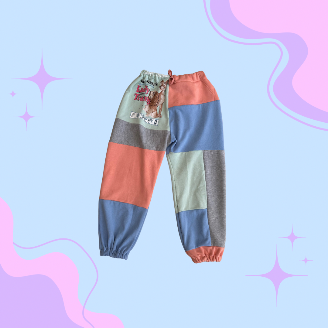 Reworked patchwork lady & the tramp joggers