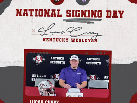 Shout out to Lucas Curry as he moves on to the play football at the next level at Kentucky Wesleyan College!! We are so proud of you!