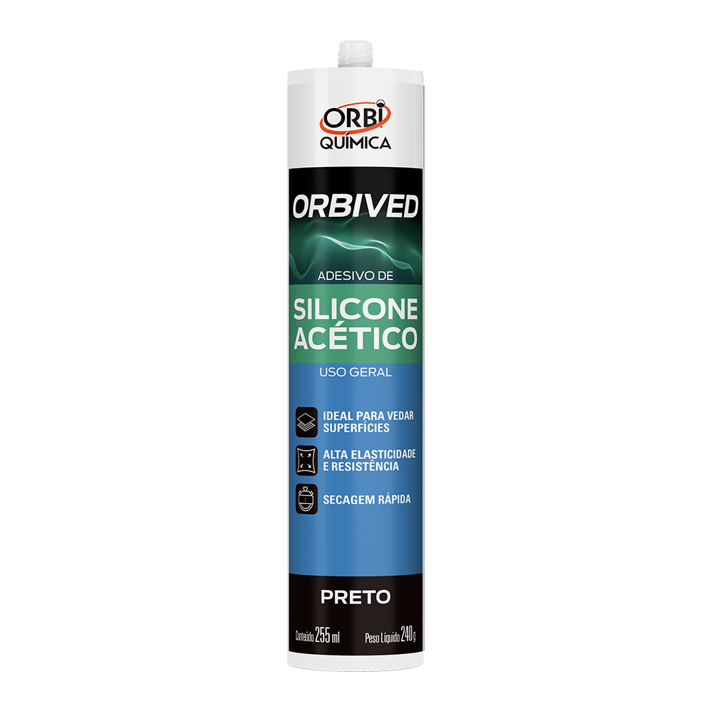 Cola Silicone Acético - Uso Geral - Preto
