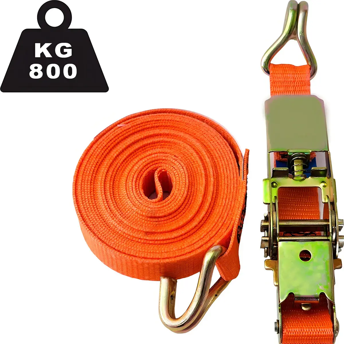 Cinta de Amarração e Catraca 25mm 4 Metros 800 Kg - Laranja