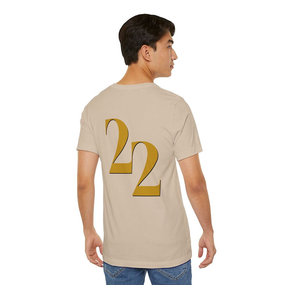 Thumbnail: KF22 Media Gold Checkered Team Tee — Number 22 Back