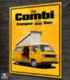 Plaque métal déco VW Combi T3 camper van, déco garage VW vintage
