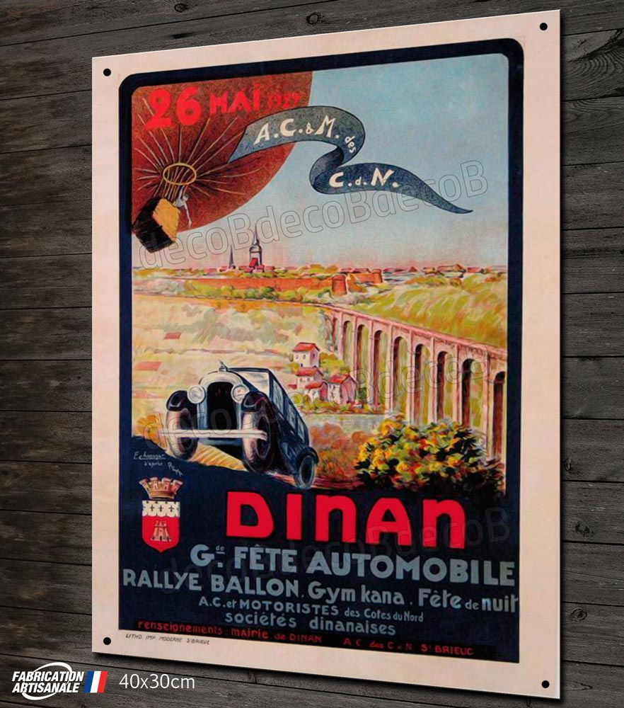 Plaque métal déco, reproduction ancienne affiche publicitaire rallye automobile