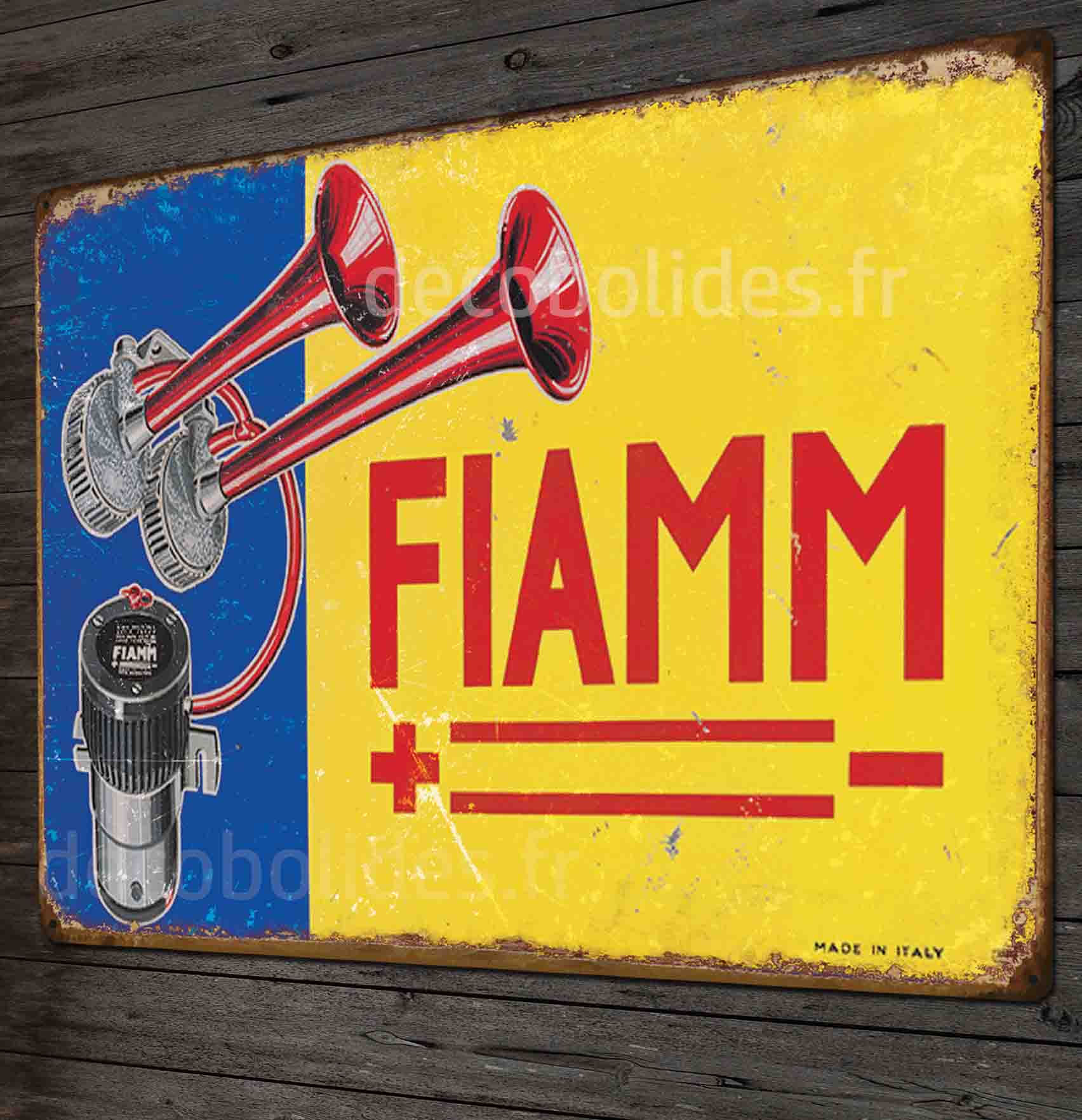 Plaque métal déco vintage klaxon" FIAMM" déco garage voiture vintage