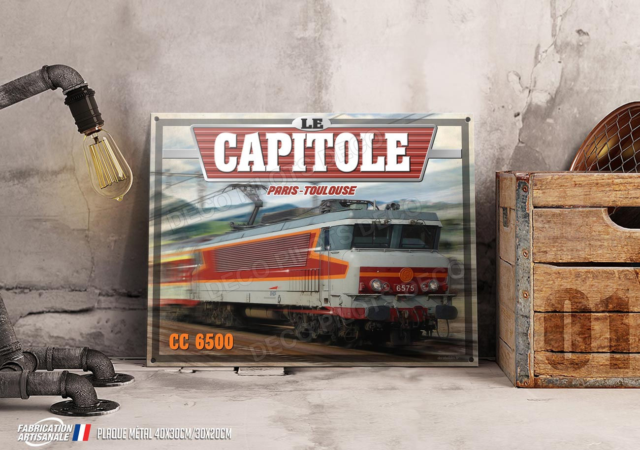 Plaque métal déco Locomotive CC 6500 Train SNCF "le Capitole"