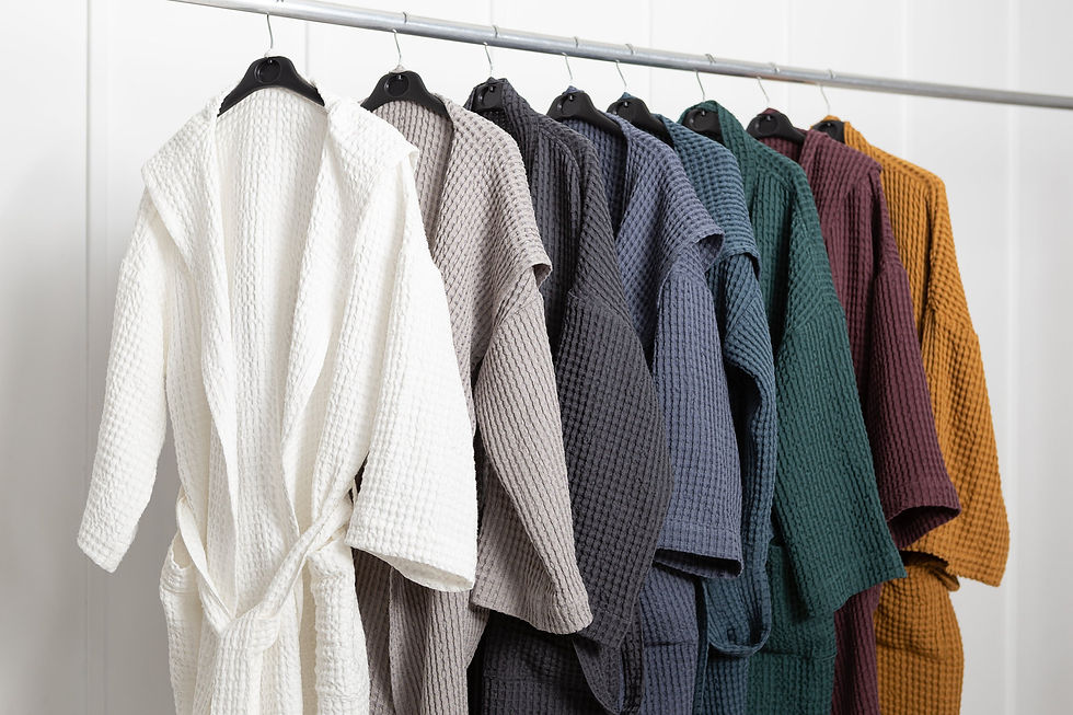 Miniatura: Amber linen waffle robe