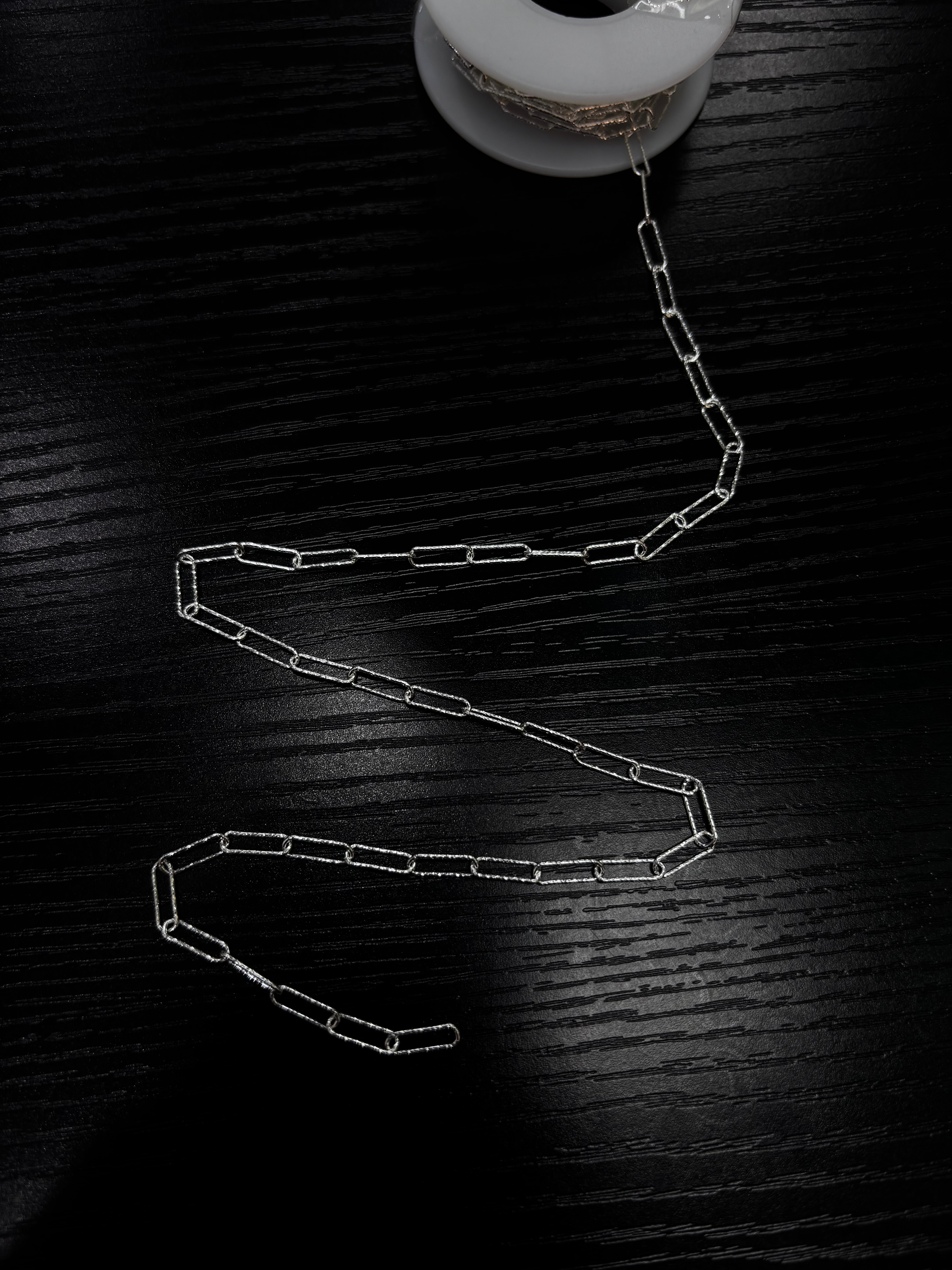 sku - 213 Medium Silver Diamond Paper Clip Chain