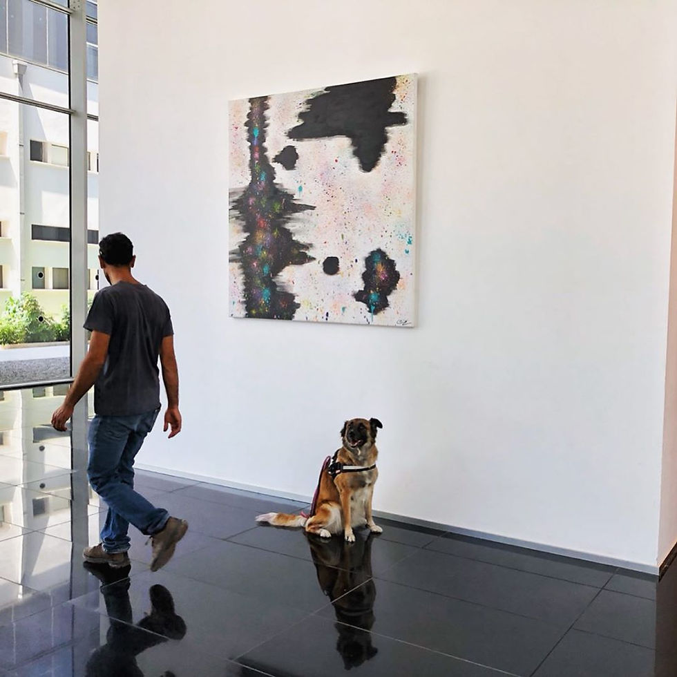 Thumbnail: "Flying Without You" 150X150CM  Painting by Pink May Khen