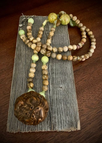 Agate Beads Round Carved Wooden Netsuke