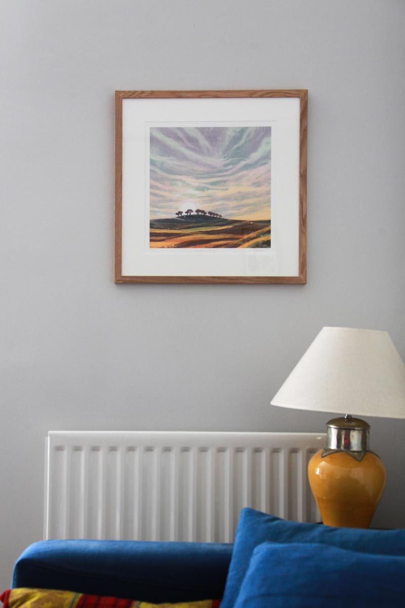 Thumbnail: Sunrise Landscape by UK northumberland artist Rebecca Vincent painting north east trees dawn sunset