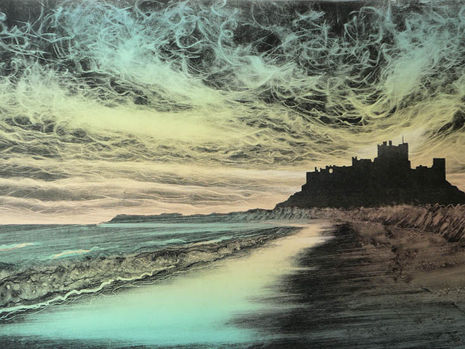 In the Black: Bamburgh Castle monotype paintings