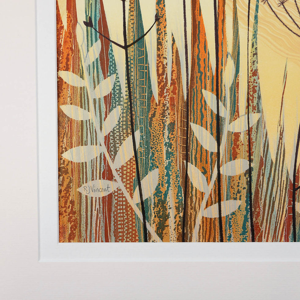 Thumbnail: Rebecca Vincent A Breath of Fresh Air original monotype serene coastal scene with seedheads for living room