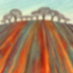 Ploughed Field landscape painting by Northumberland artist Rebecca Vincent monoprinting