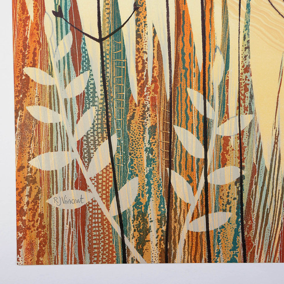 Thumbnail: Rebecca Vincent A Breath of Fresh Air original monotype serene coastal scene with seedheads for living room