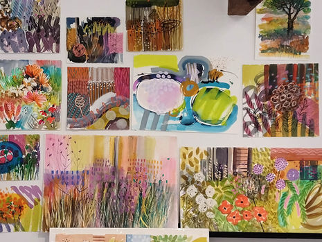 Tessa Pearson painting course at Lund Studios Yorkshire artist garden painting techniques flowers colours grasses pattern