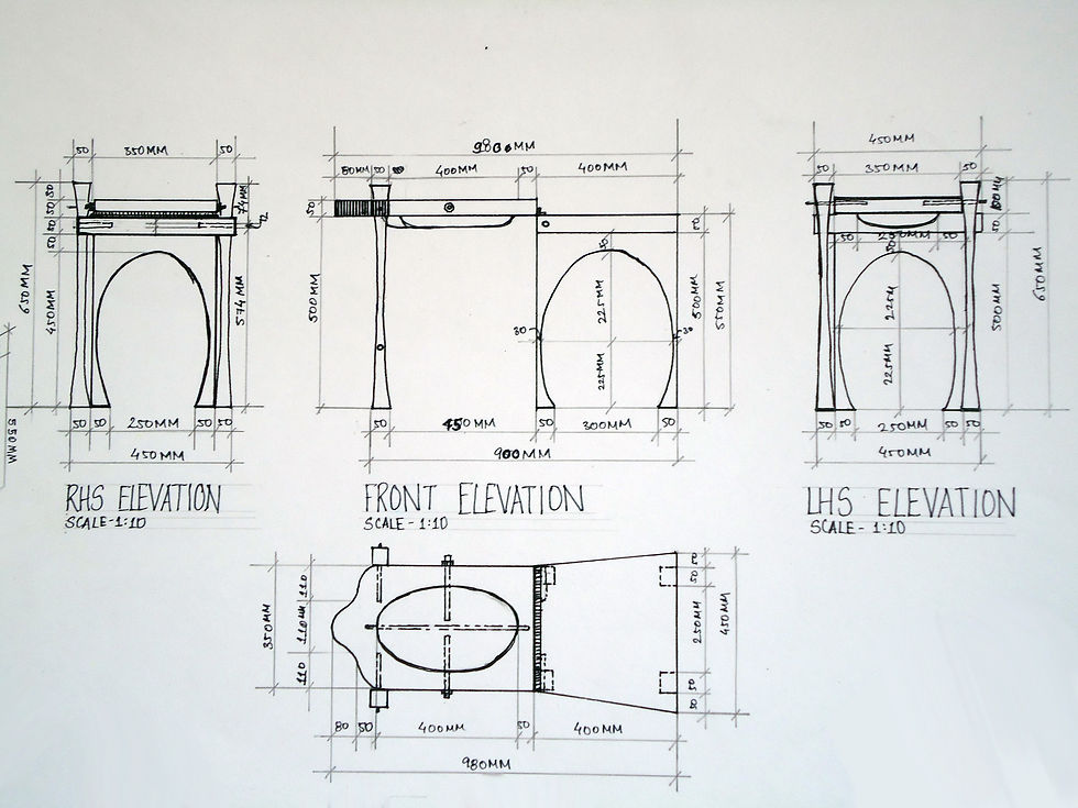 Technical drawings of table