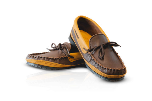 【希少•エルク】Russell Moccasin Co. Brown ELK Choco Elk Moose Hide / Cork Moose Moccasins - Laurentian Chief