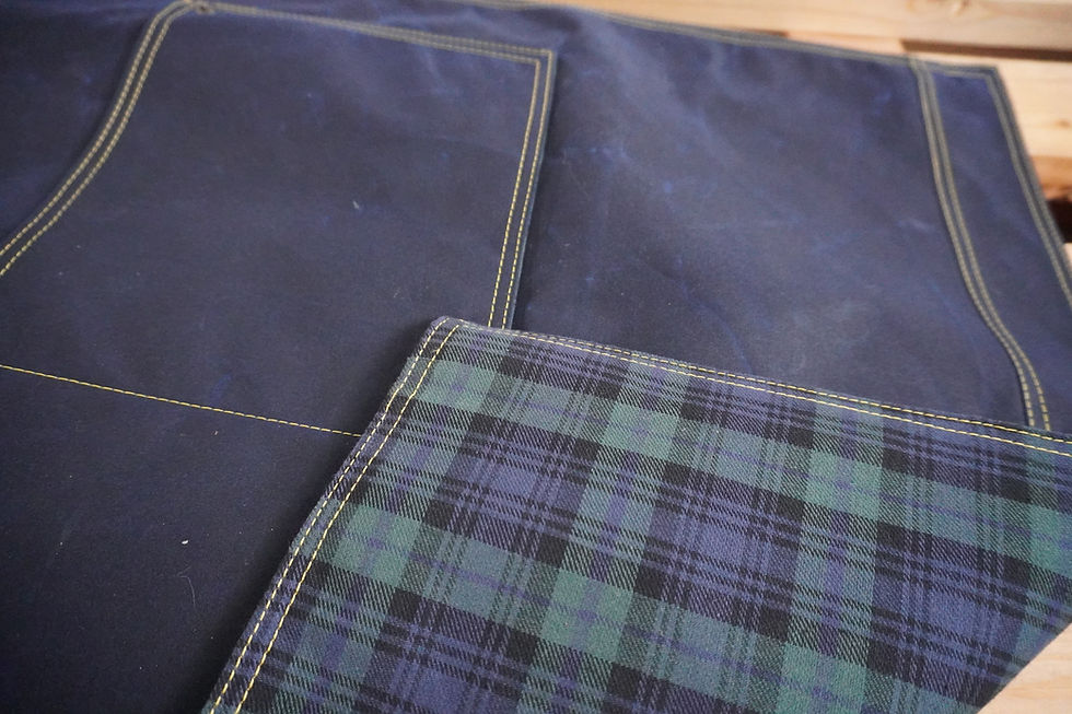 Thumbnail: Waxed cotton and leather apron by 1874 Works