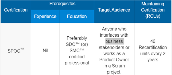 Scrum Product Owner Table