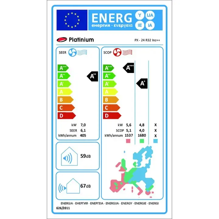 Miniatură: Aparat de aer conditionat Platinium PX-18R32 INZ++ 18000BTU A++  R32  Wi-Fi