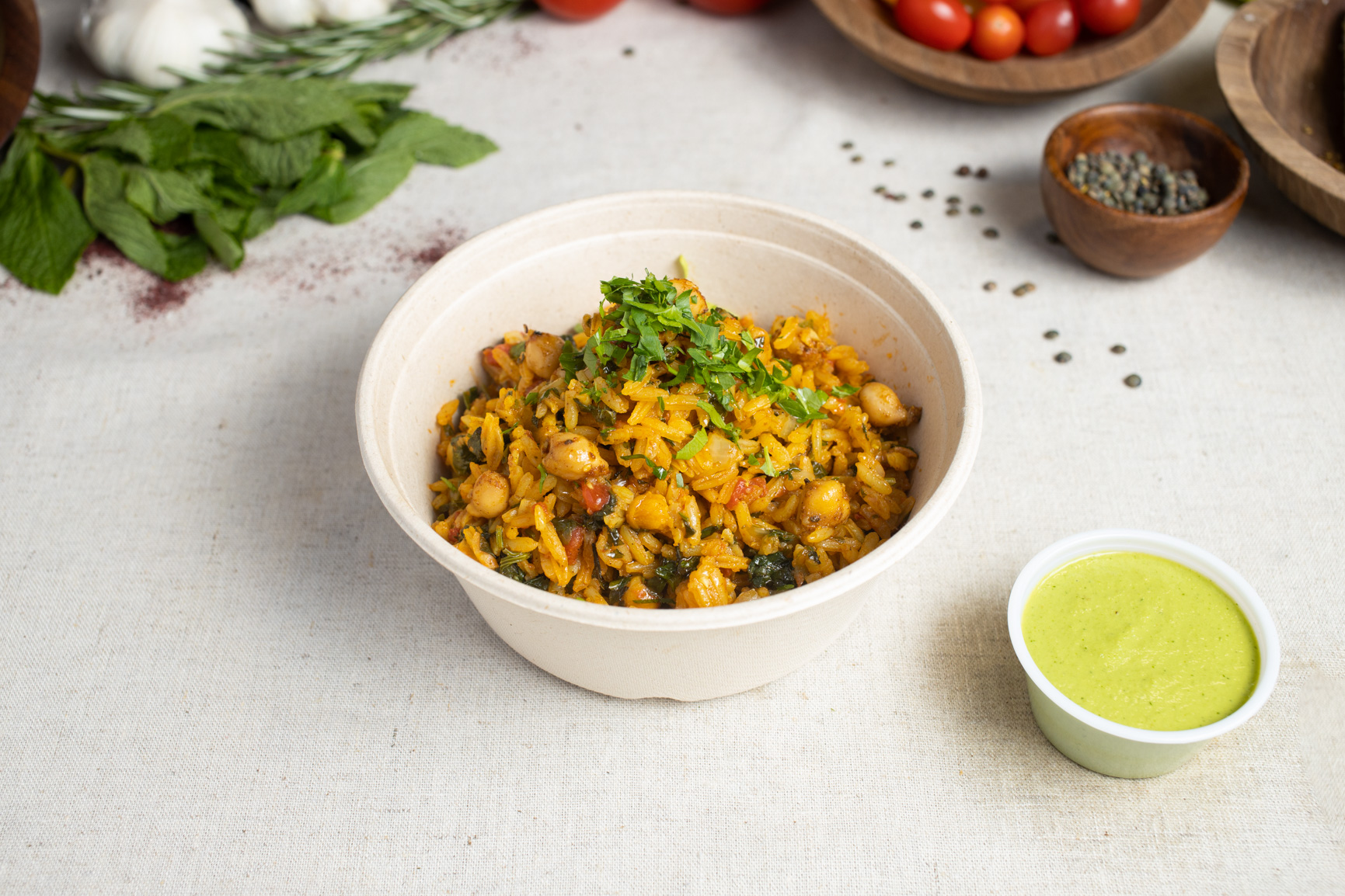 Chickpeas and Tomato Herbed Rice