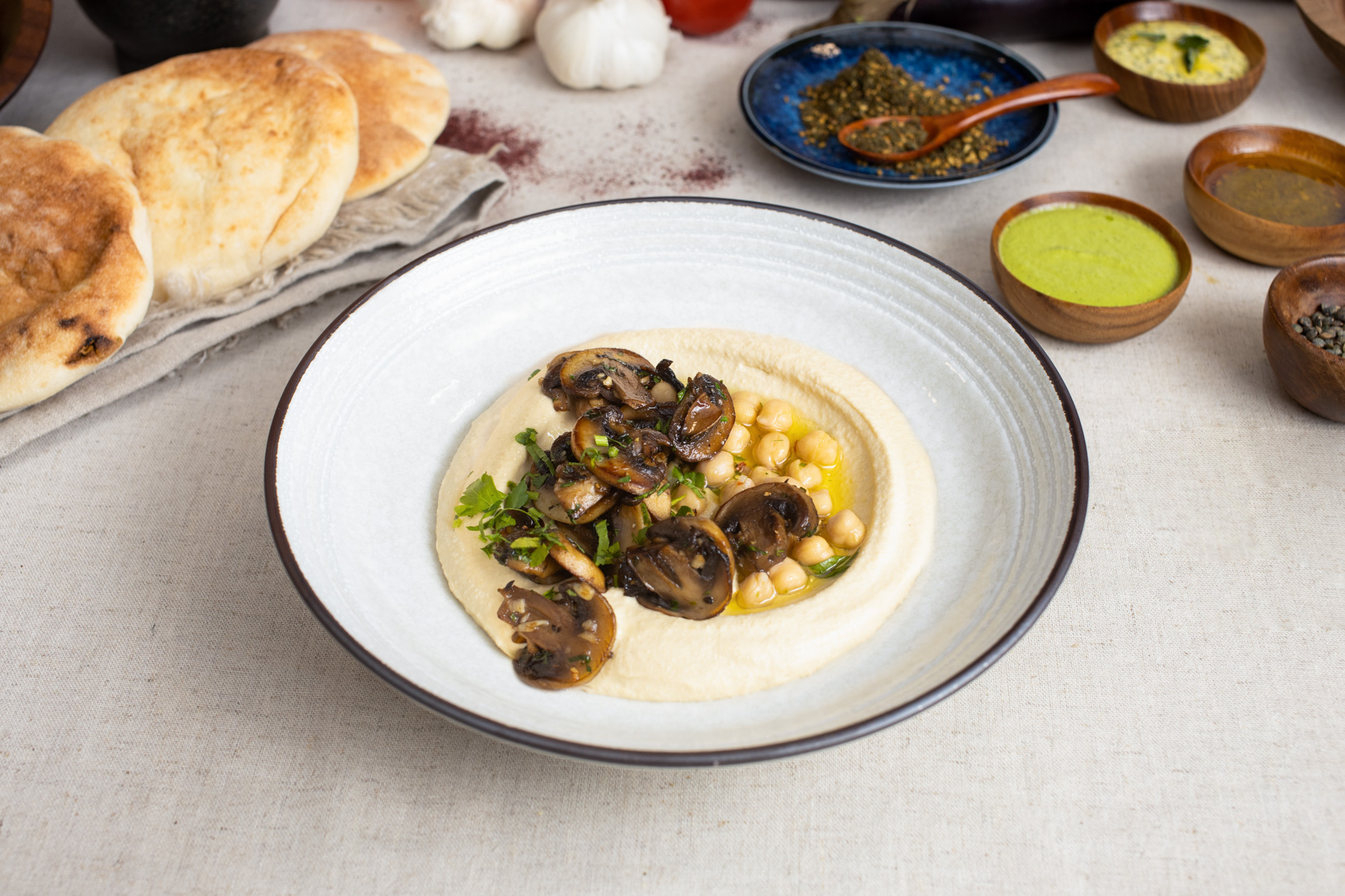 Hummus with Mushroom Ragu