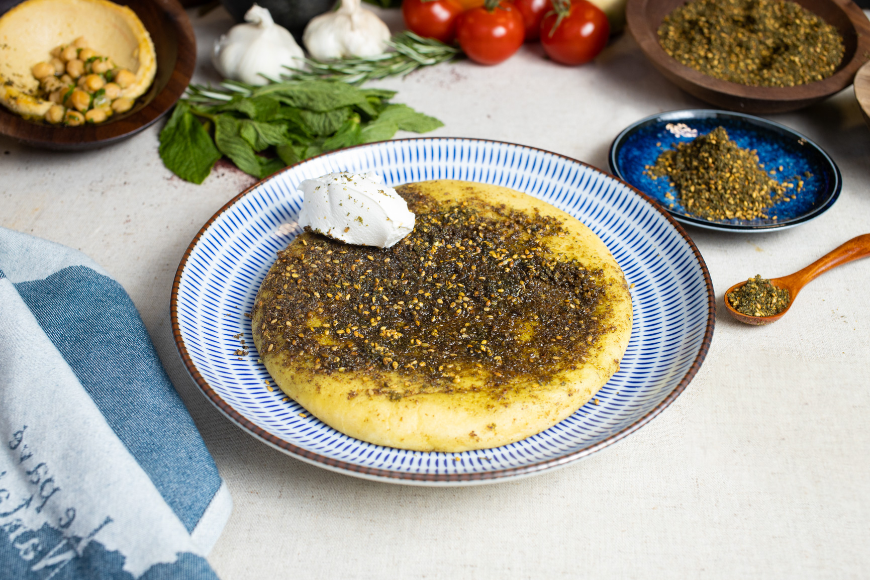 Pita with Za'atar and Labneh Cheese